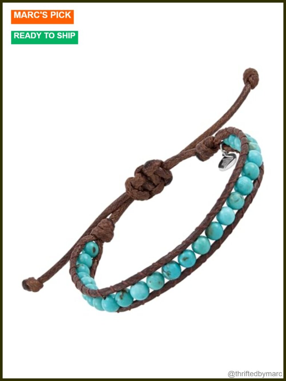 Sterling Silver Teal Turquoise Beaded Strand Bracelet Adjustable 8"